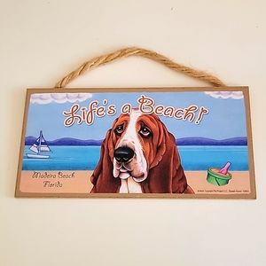 WALL PLAQUE "LIFE'S A BEACH" BASSET HOUND, MADEIRA BEACH FLORIDA